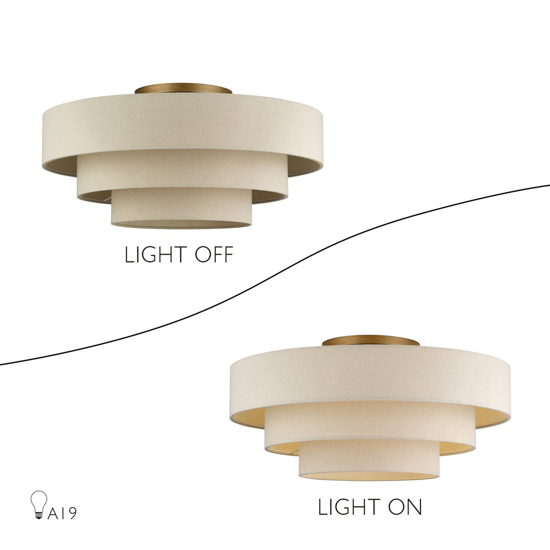 5 Light Antique Gold Leaf Extra Large Semi-Flush