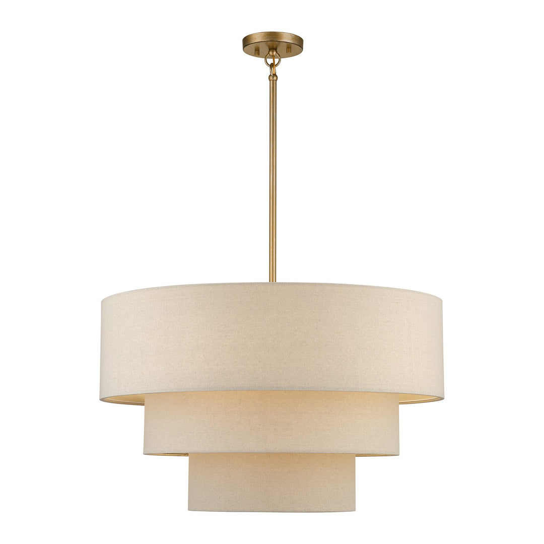5 Light Antique Gold Leaf Medium Pendant Chandelier by Livex Lighting