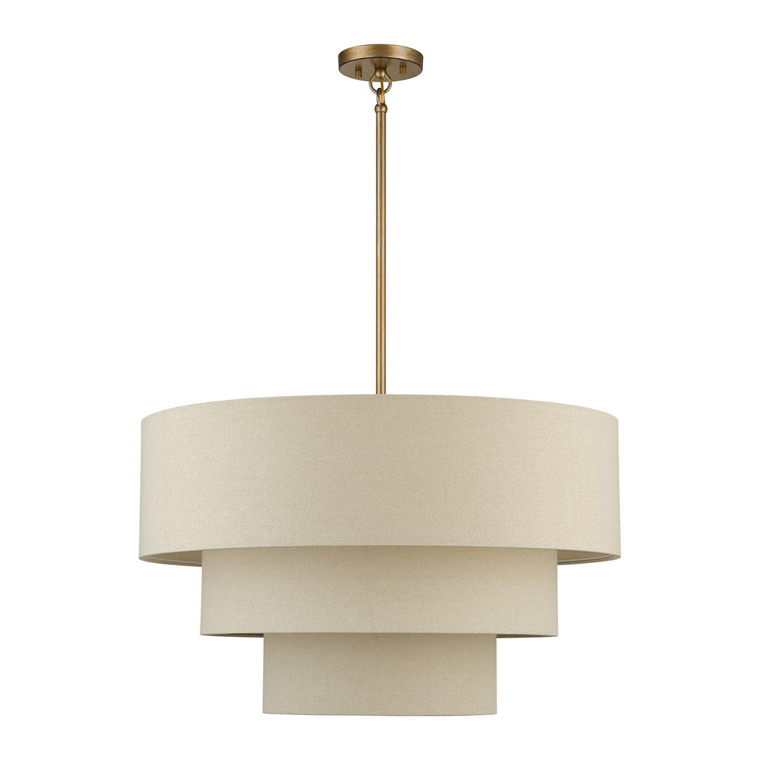 5 Light Antique Gold Leaf Medium Pendant Chandelier