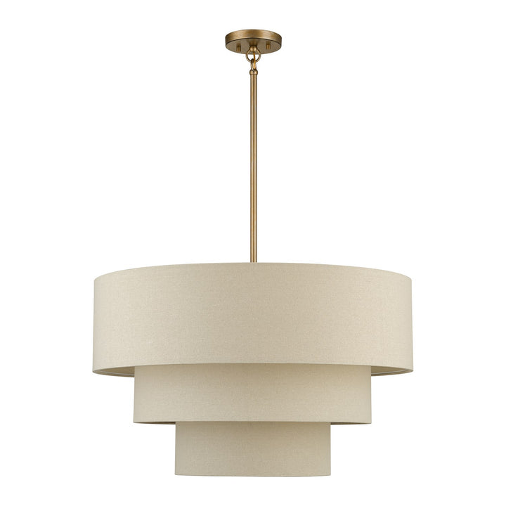5 Light Antique Gold Leaf Medium Pendant Chandelier