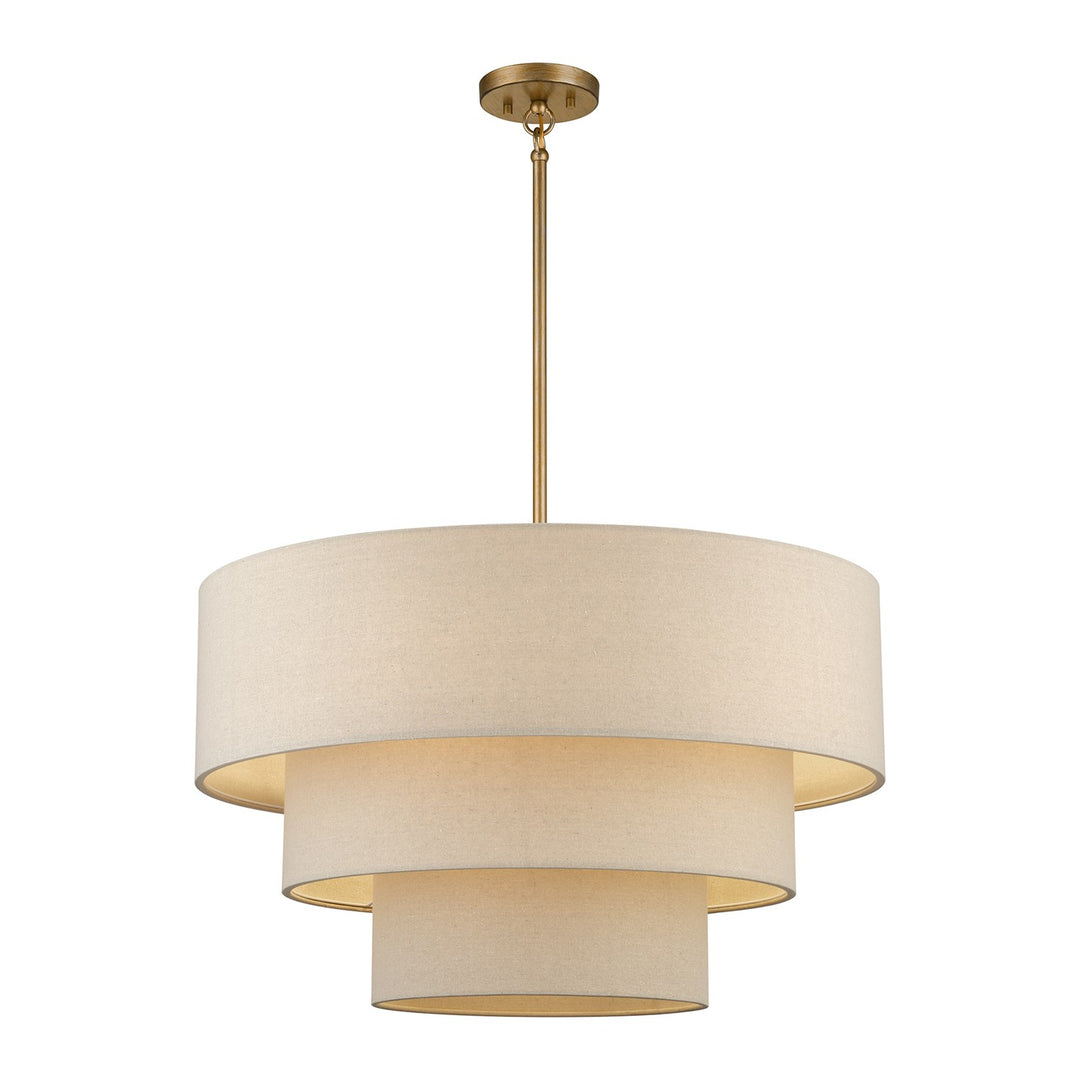 5 Light Antique Gold Leaf Medium Pendant Chandelier
