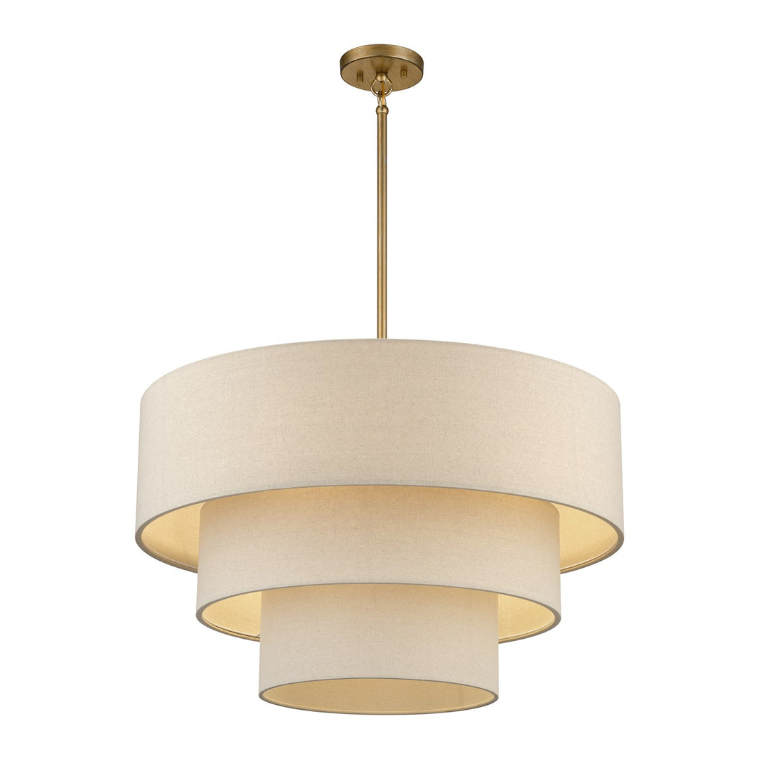 5 Light Antique Gold Leaf Medium Pendant Chandelier