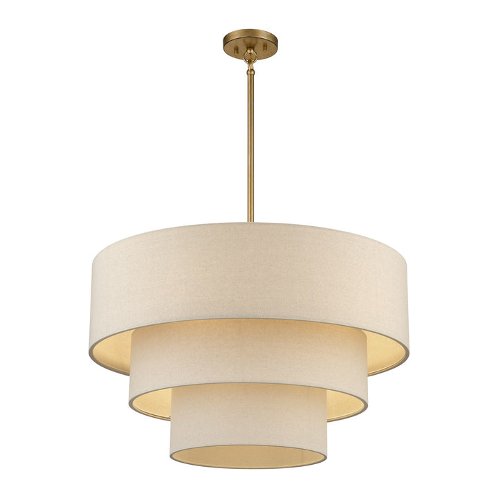 5 Light Antique Gold Leaf Medium Pendant Chandelier