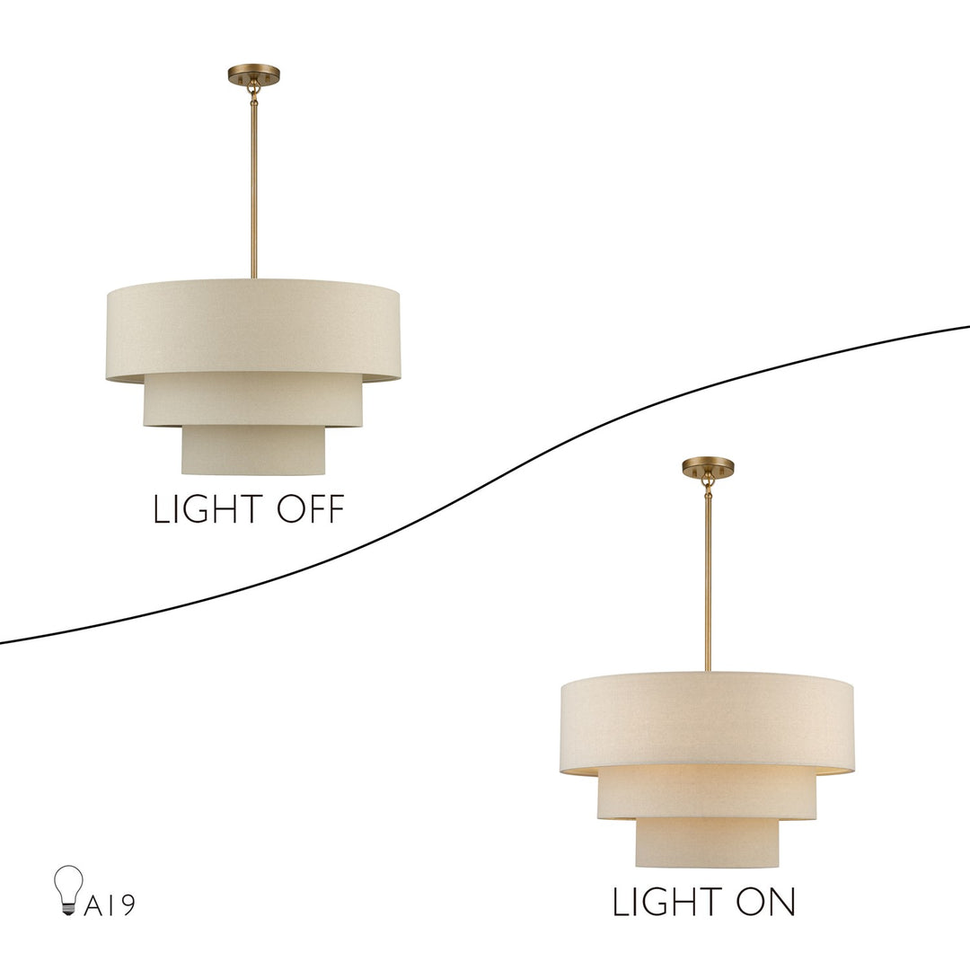 5 Light Antique Gold Leaf Medium Pendant Chandelier