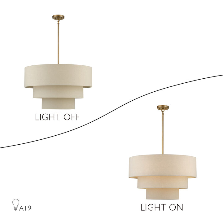 5 Light Antique Gold Leaf Medium Pendant Chandelier