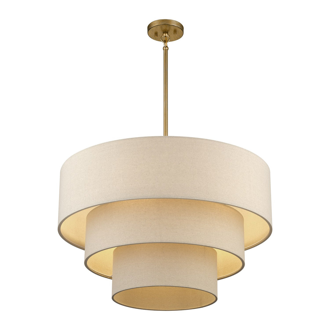 5 Light Antique Gold Leaf Medium Pendant Chandelier