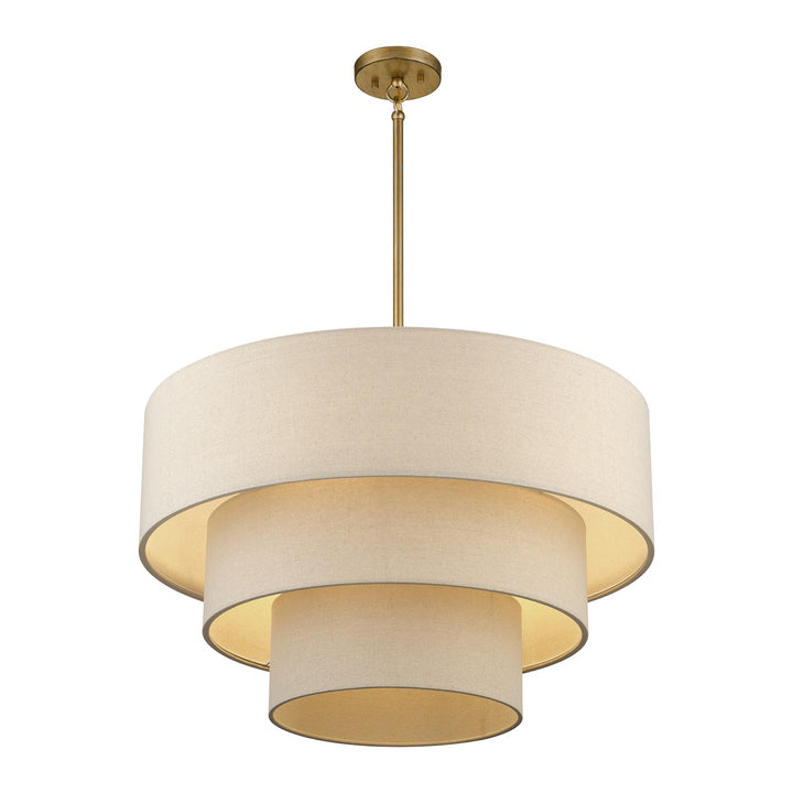 5 Light Antique Gold Leaf Medium Pendant Chandelier