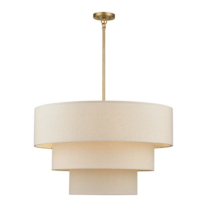 8 Light Antique Gold Leaf Large Pendant Chandelier by Livex Lighting
