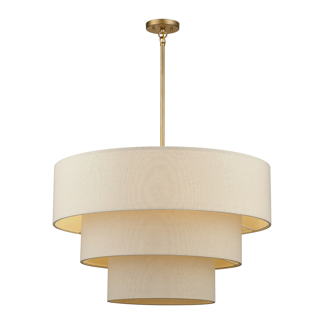 8 Light Antique Gold Leaf Large Pendant Chandelier