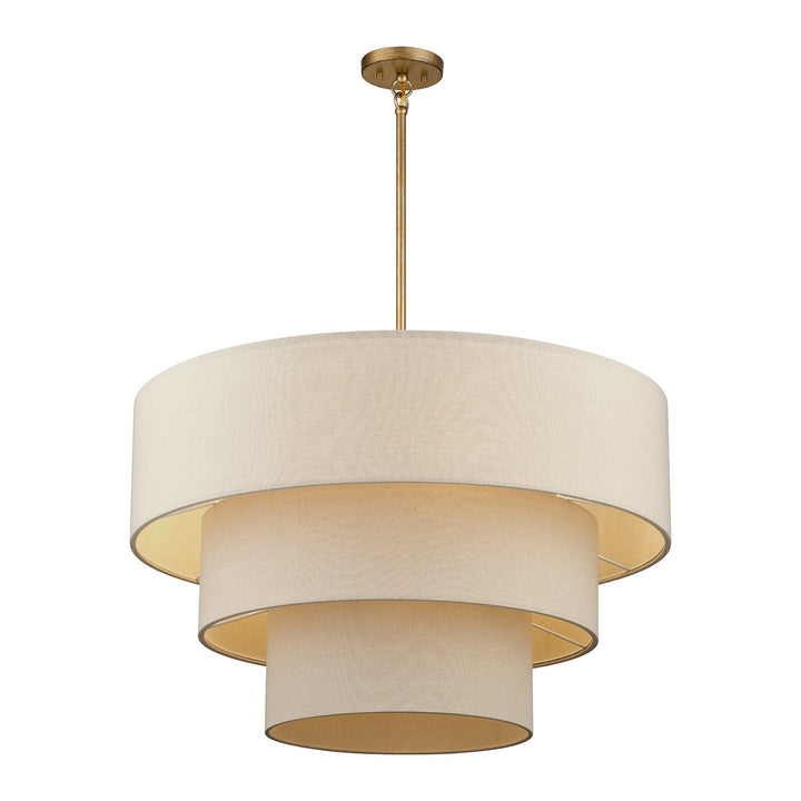 8 Light Antique Gold Leaf Large Pendant Chandelier