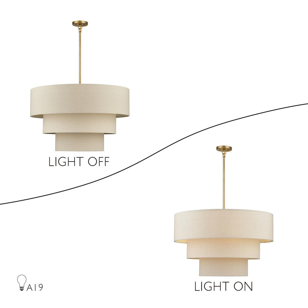 8 Light Antique Gold Leaf Large Pendant Chandelier