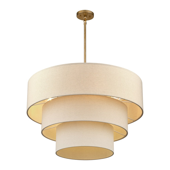 8 Light Antique Gold Leaf Large Pendant Chandelier