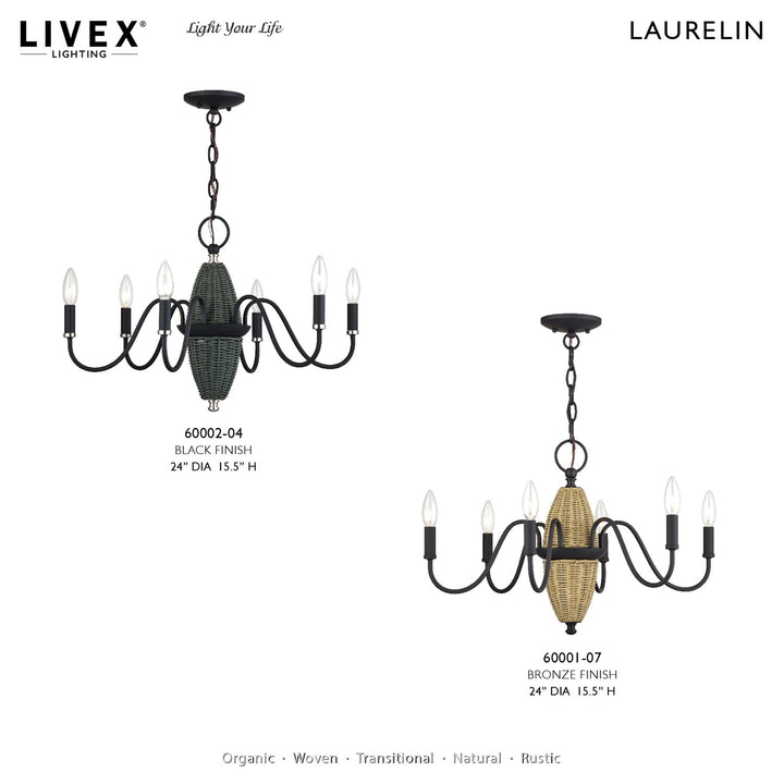 6 Light Bronze Chandelier