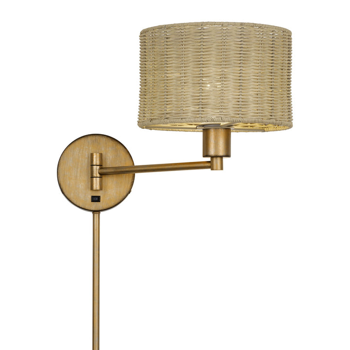 1 Light Antique Gold Leaf Swing Arm Wall Lamp