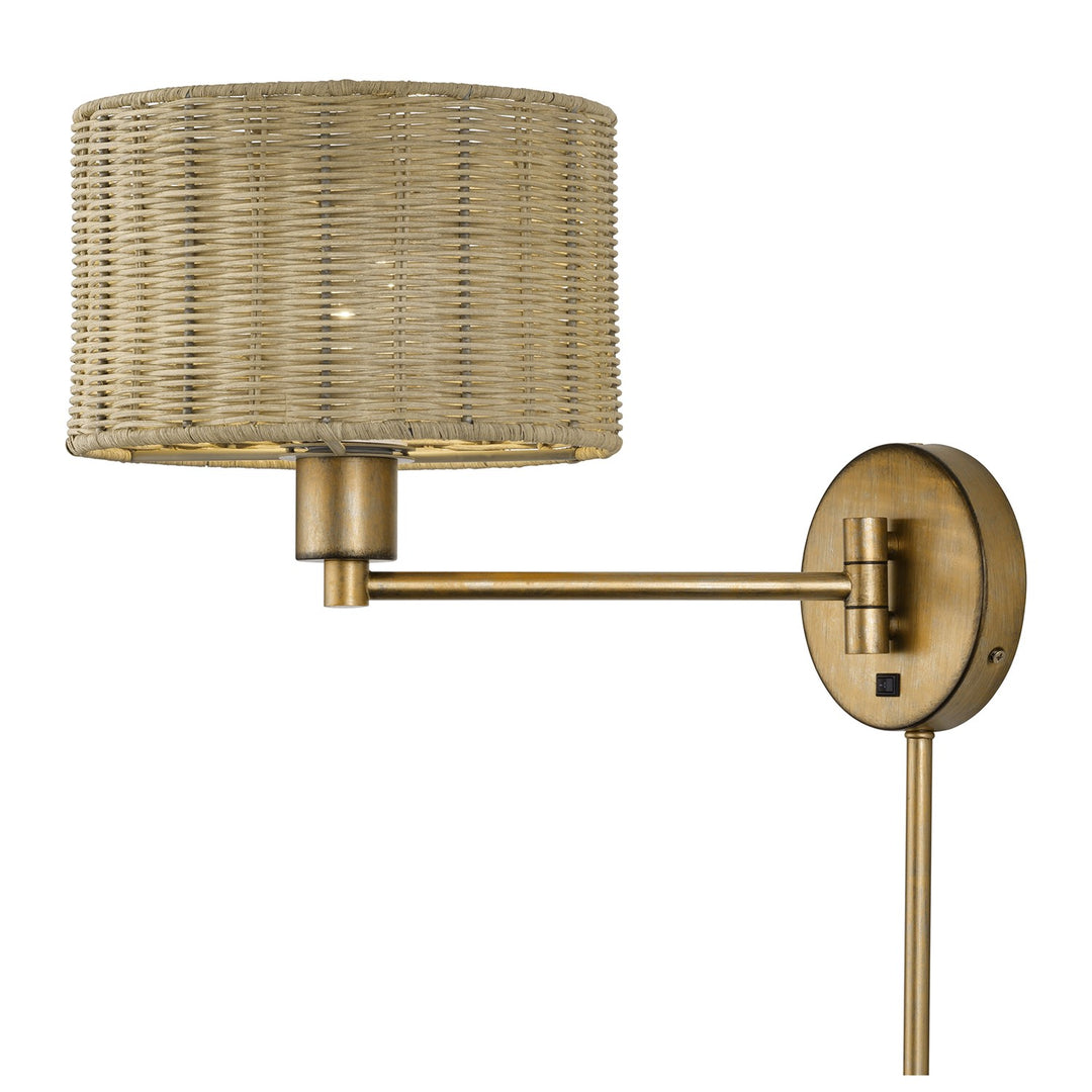 1 Light Antique Gold Leaf Swing Arm Wall Lamp