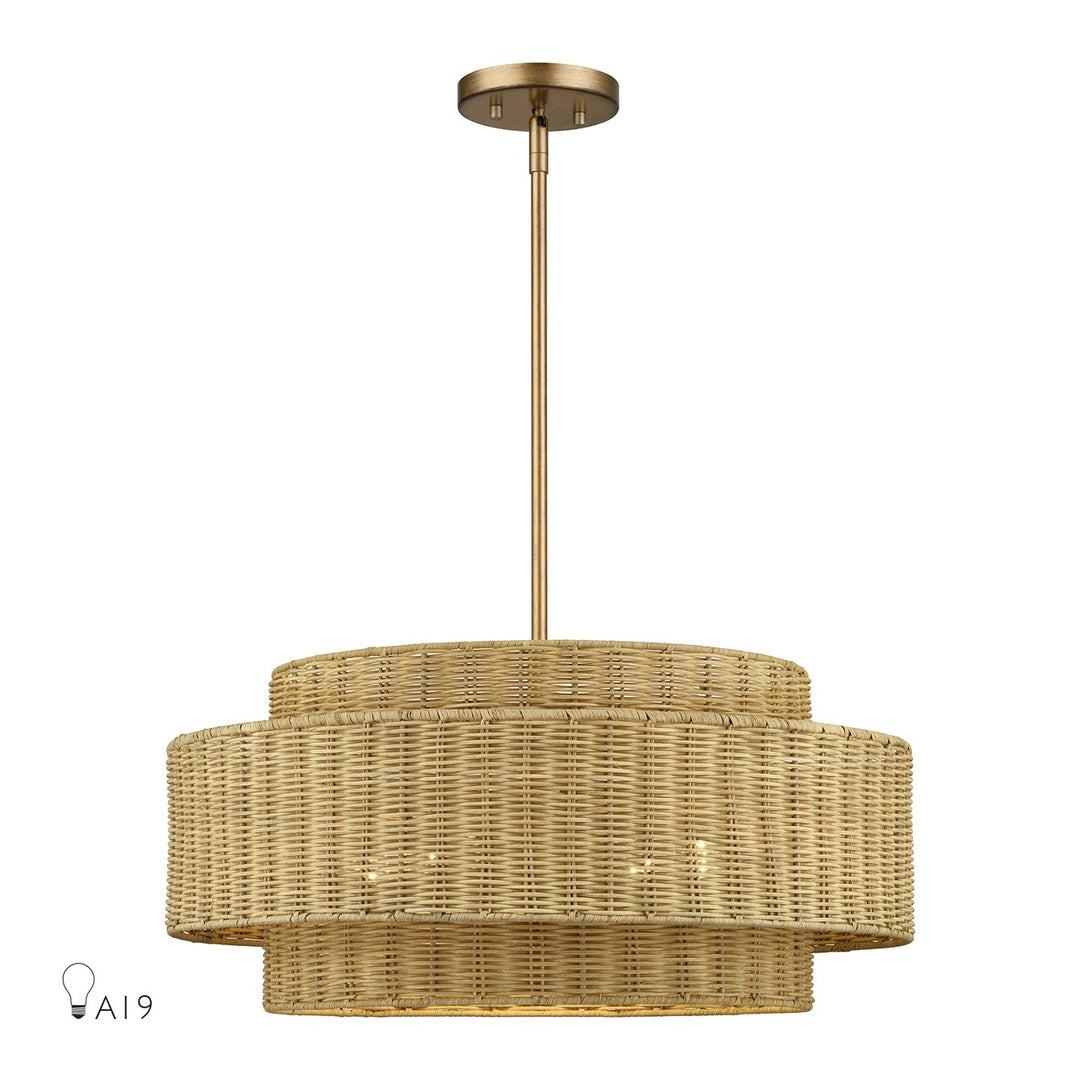5 Light Antique Gold Leaf Pendant Chandelier by Livex Lighting