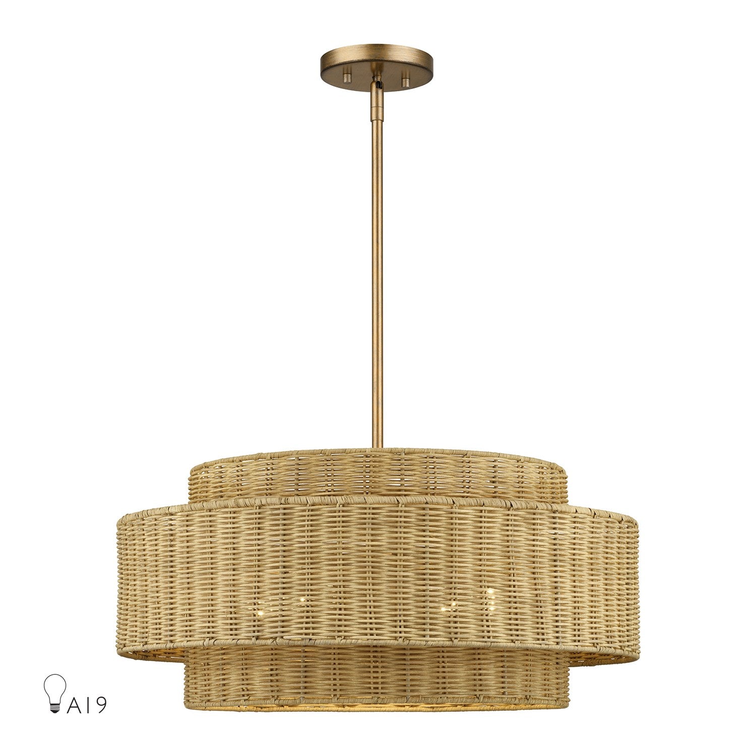 5 Light Antique Gold Leaf Pendant Chandelier by Livex Lighting