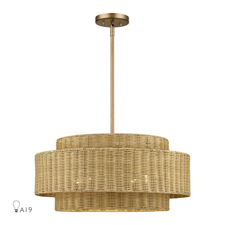 5 Light Antique Gold Leaf Pendant Chandelier by Livex Lighting