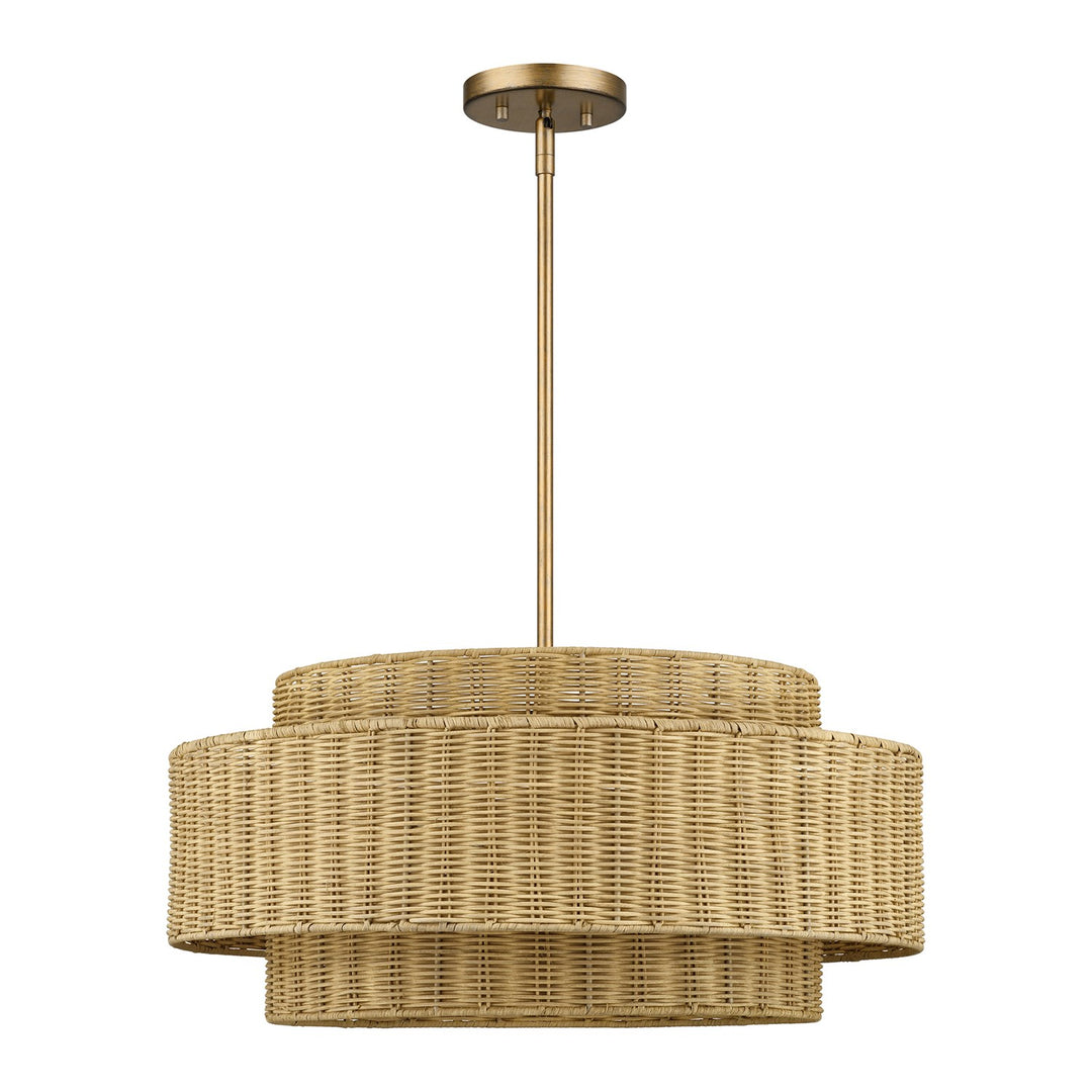 5 Light Antique Gold Leaf Pendant Chandelier