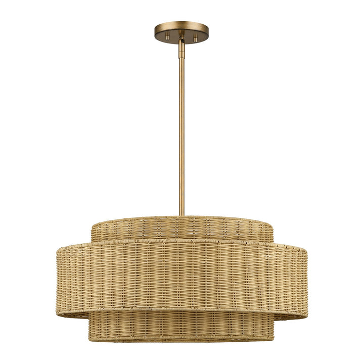 5 Light Antique Gold Leaf Pendant Chandelier