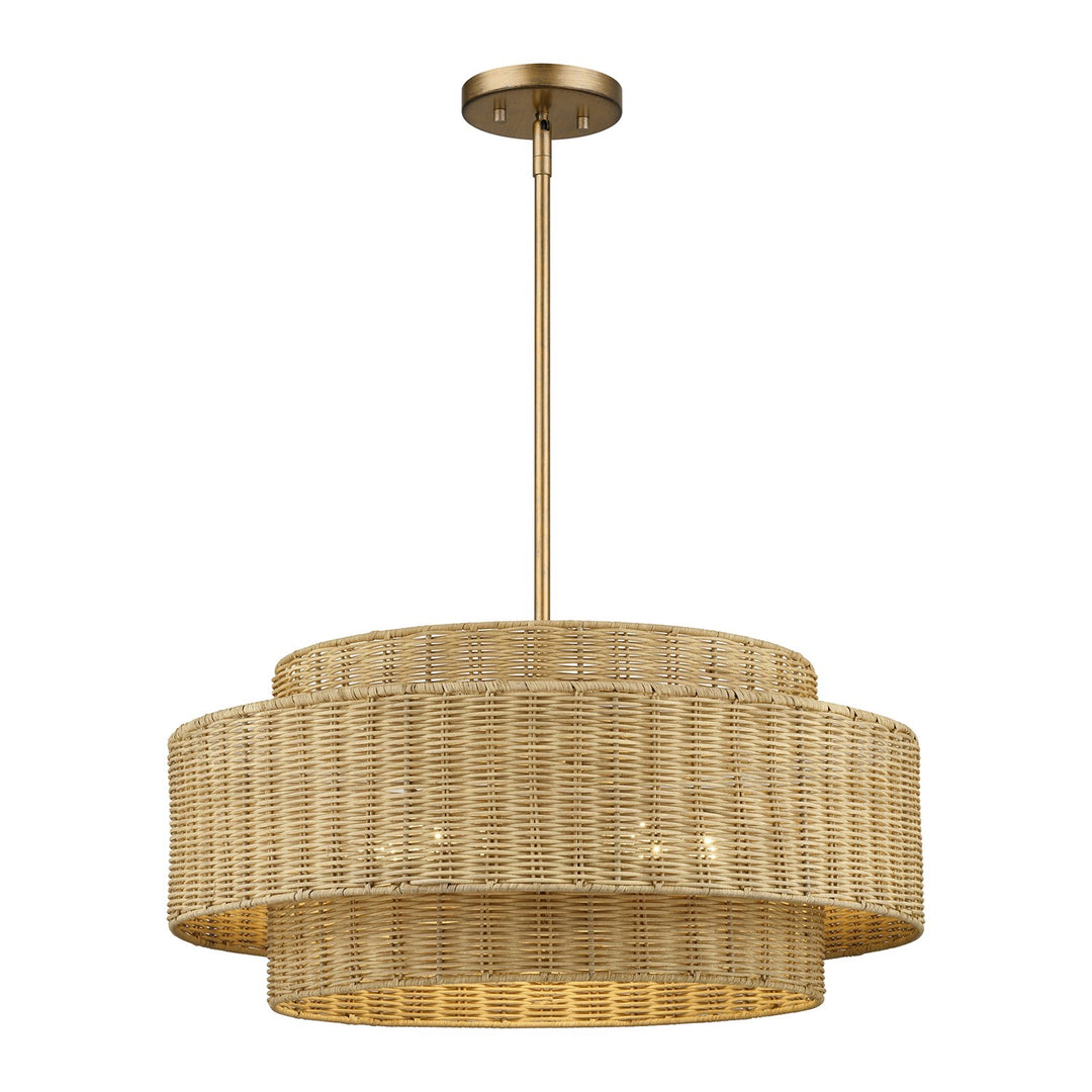 5 Light Antique Gold Leaf Pendant Chandelier