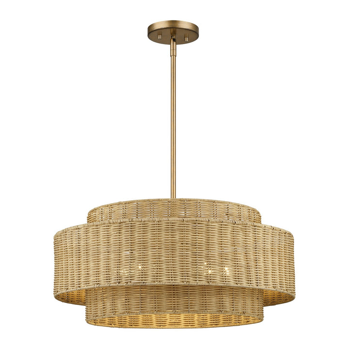 5 Light Antique Gold Leaf Pendant Chandelier