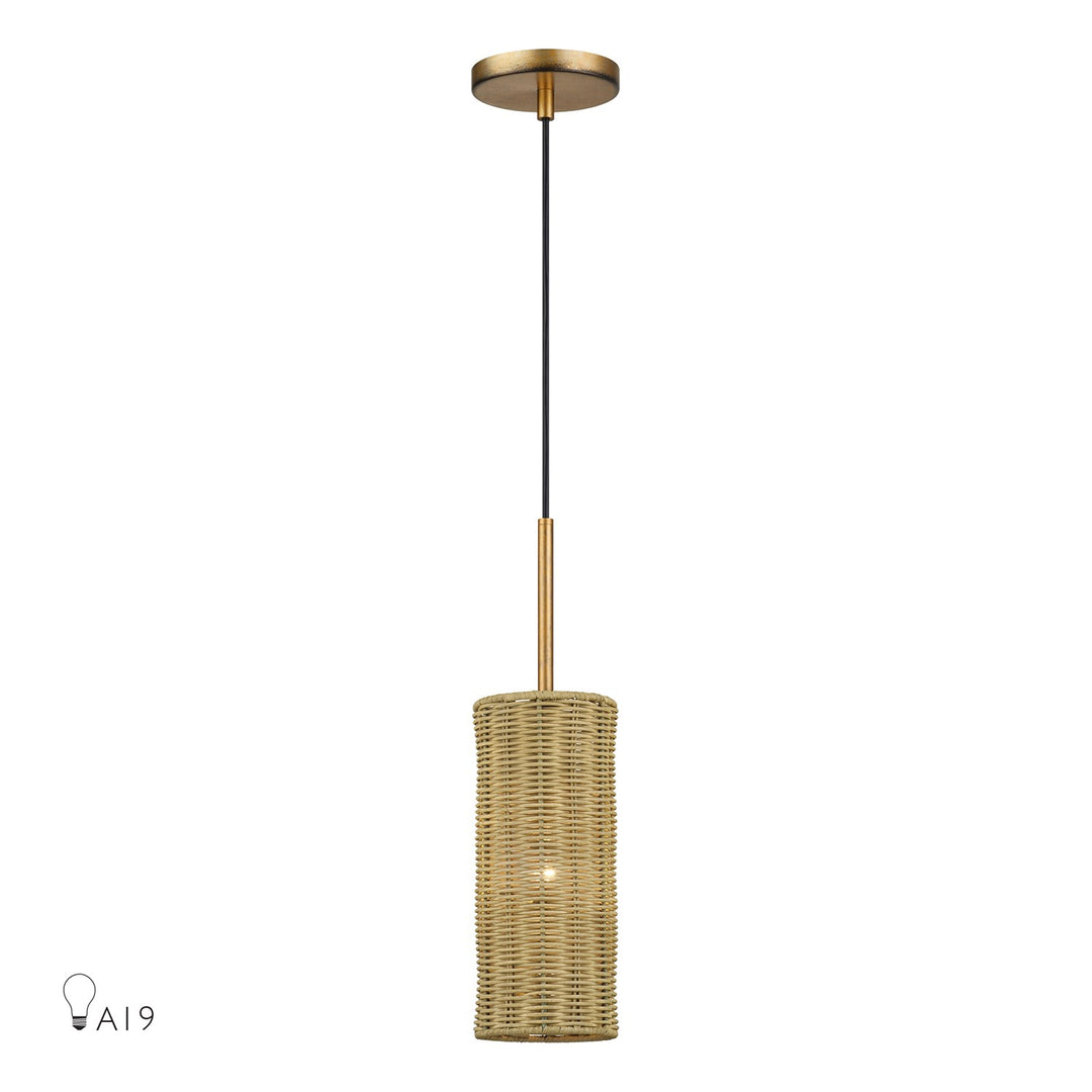 1 Light Antique Gold Leaf Mini Pendant by Livex Lighting