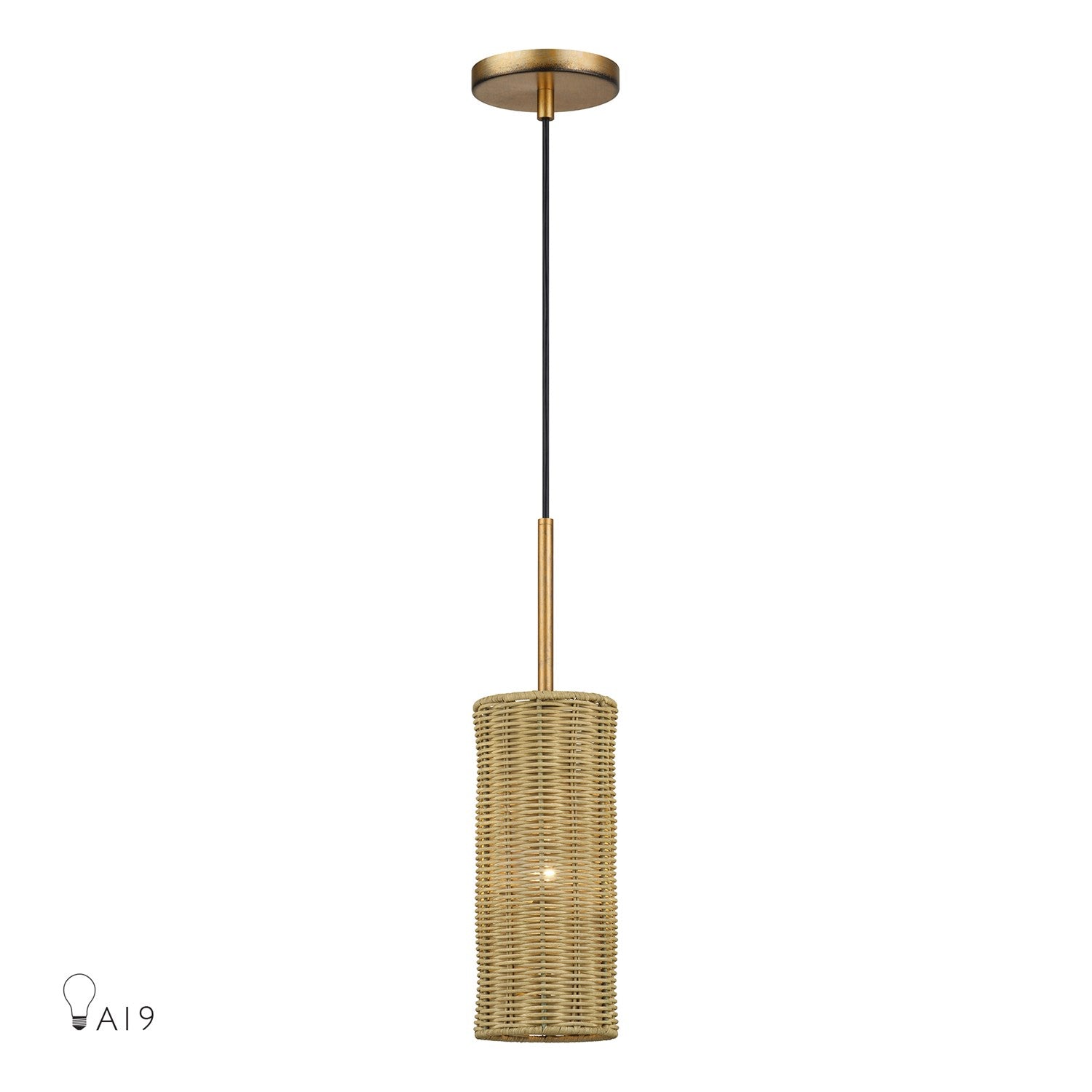 1 Light Antique Gold Leaf Mini Pendant by Livex Lighting