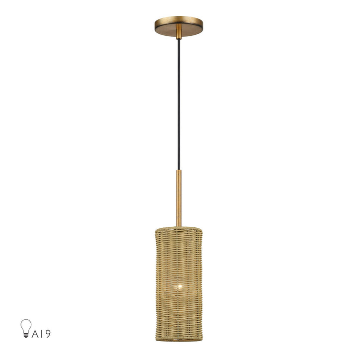 1 Light Antique Gold Leaf Mini Pendant by Livex Lighting