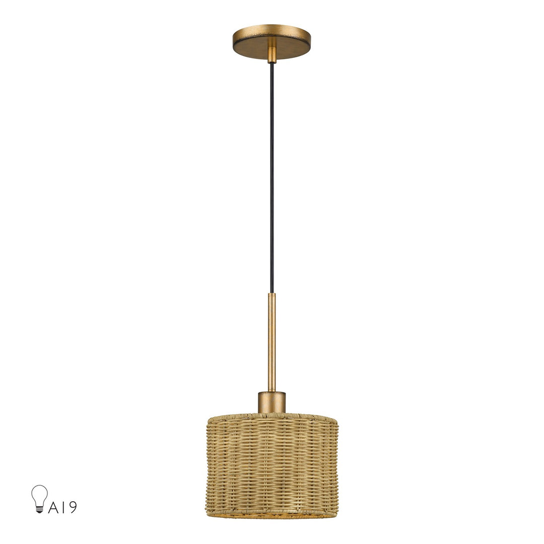 1 Light Antique Gold Leaf Mini Pendant by Livex Lighting