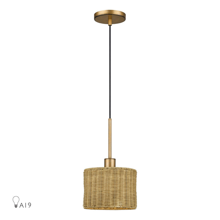 1 Light Antique Gold Leaf Mini Pendant by Livex Lighting