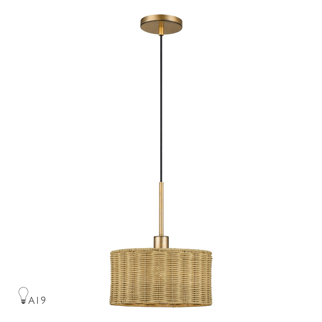 1 Light Antique Gold Leaf Pendant by Livex Lighting