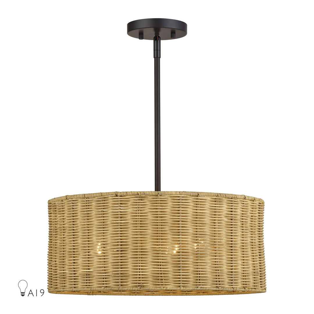 3 Light Bronze Pendant Chandelier by Livex Lighting