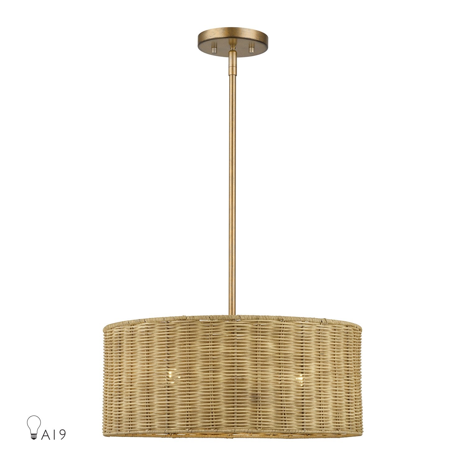 3 Light Antique Gold Leaf Pendant Chandelier by Livex Lighting