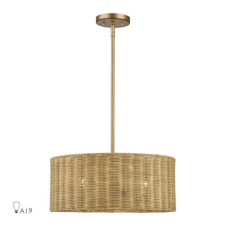 3 Light Antique Gold Leaf Pendant Chandelier by Livex Lighting