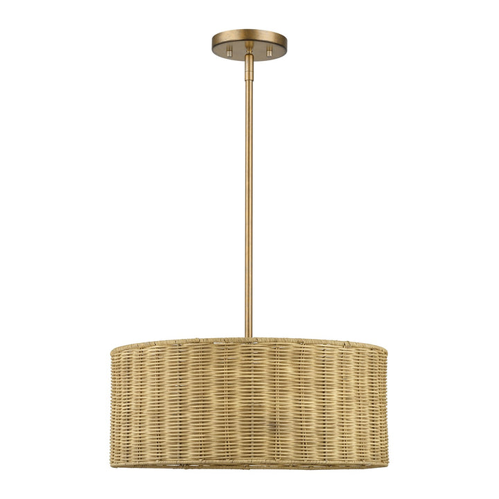 3 Light Antique Gold Leaf Pendant Chandelier