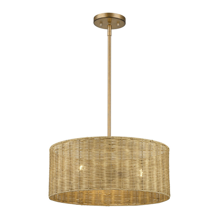 3 Light Antique Gold Leaf Pendant Chandelier