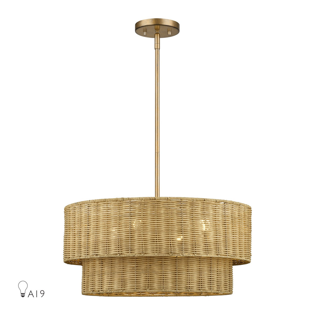 4 Light Antique Gold Leaf Pendant Chandelier by Livex Lighting