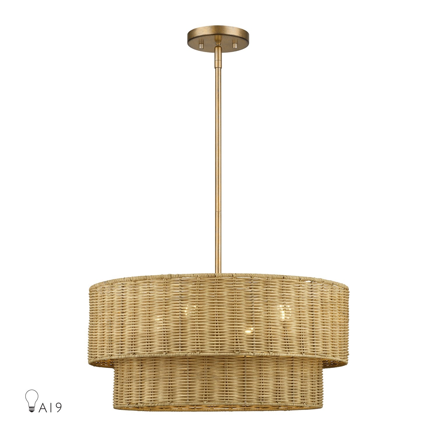 4 Light Antique Gold Leaf Pendant Chandelier by Livex Lighting