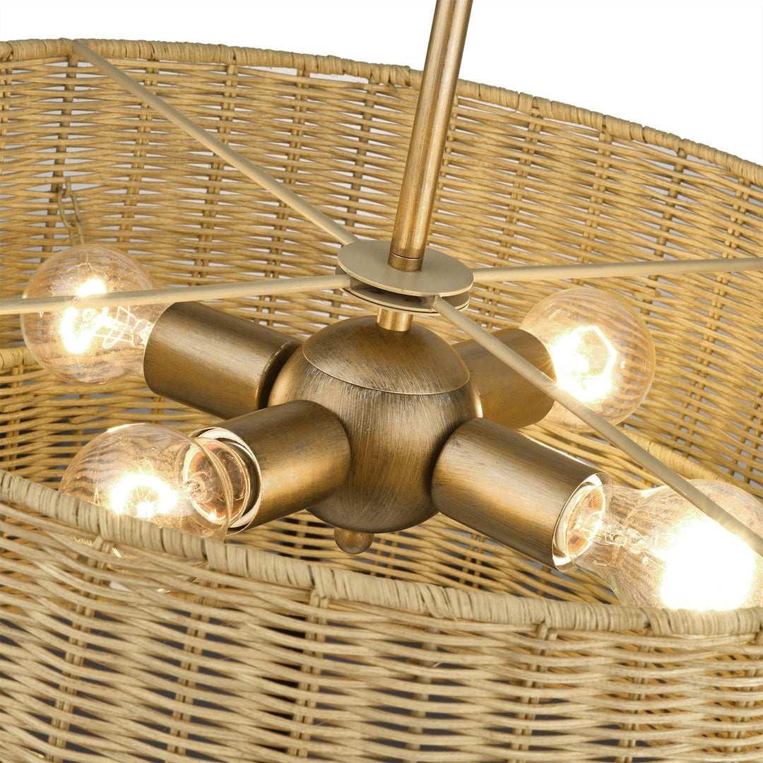 4 Light Antique Gold Leaf Pendant Chandelier