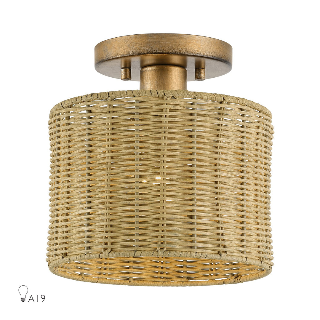 1 Light Antique Gold Leaf Small Semi-Flush by Livex Lighting