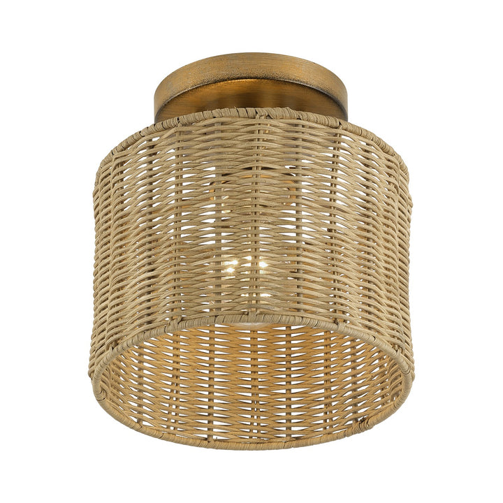 1 Light Antique Gold Leaf Small Semi-Flush