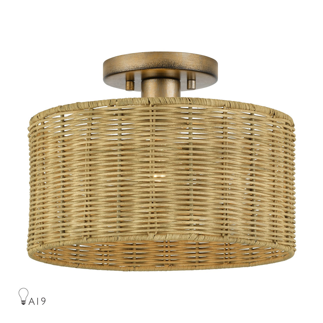 1 Light Antique Gold Leaf Medium Semi-Flush by Livex Lighting