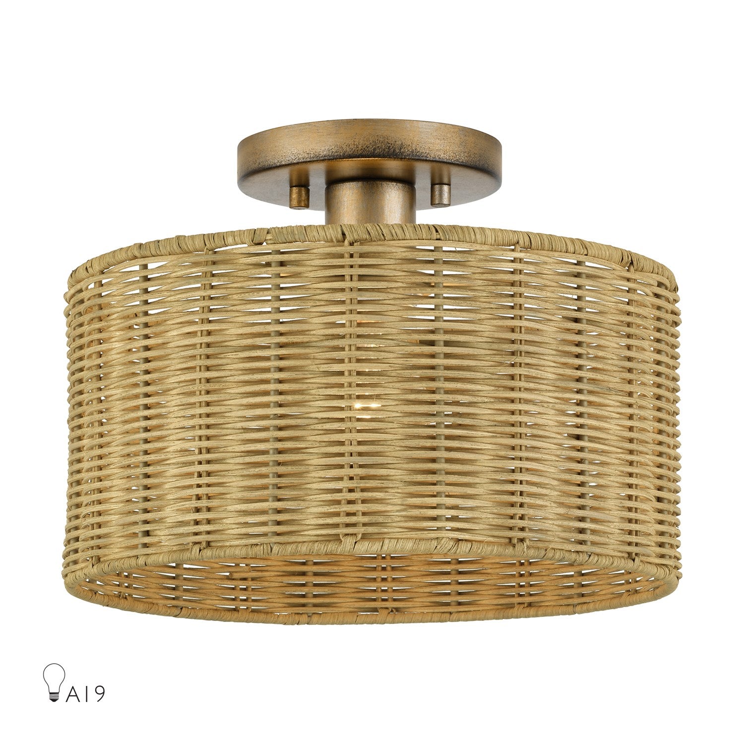 1 Light Antique Gold Leaf Medium Semi-Flush by Livex Lighting