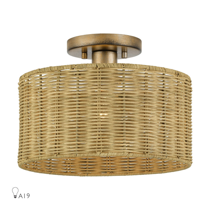1 Light Antique Gold Leaf Medium Semi-Flush by Livex Lighting