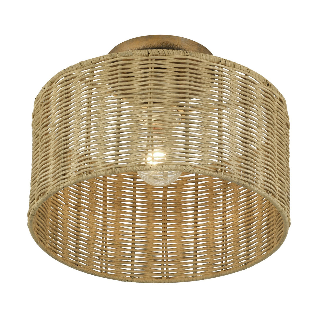 1 Light Antique Gold Leaf Medium Semi-Flush