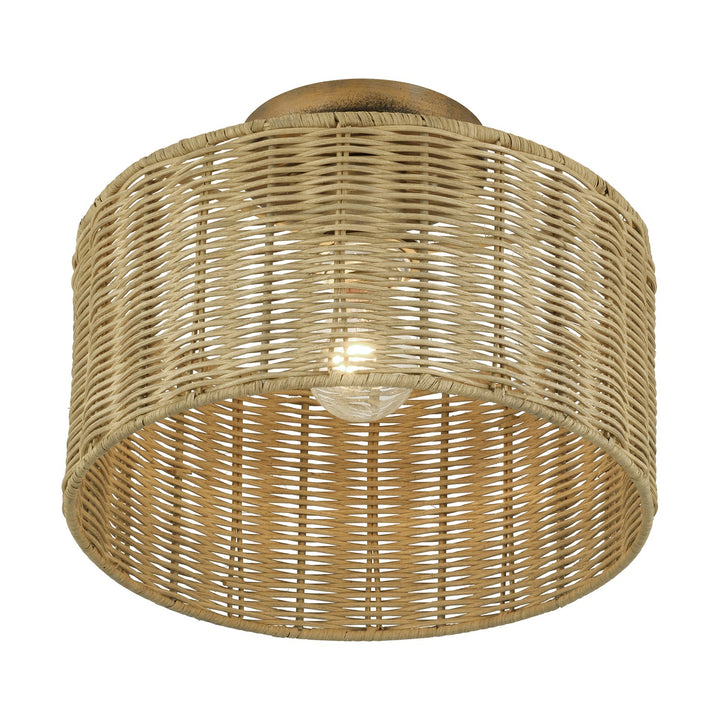 1 Light Antique Gold Leaf Medium Semi-Flush