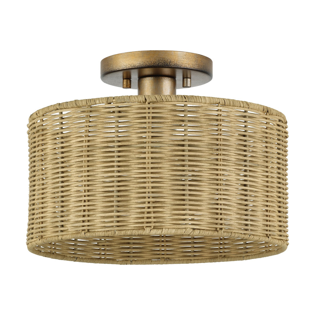 1 Light Antique Gold Leaf Medium Semi-Flush