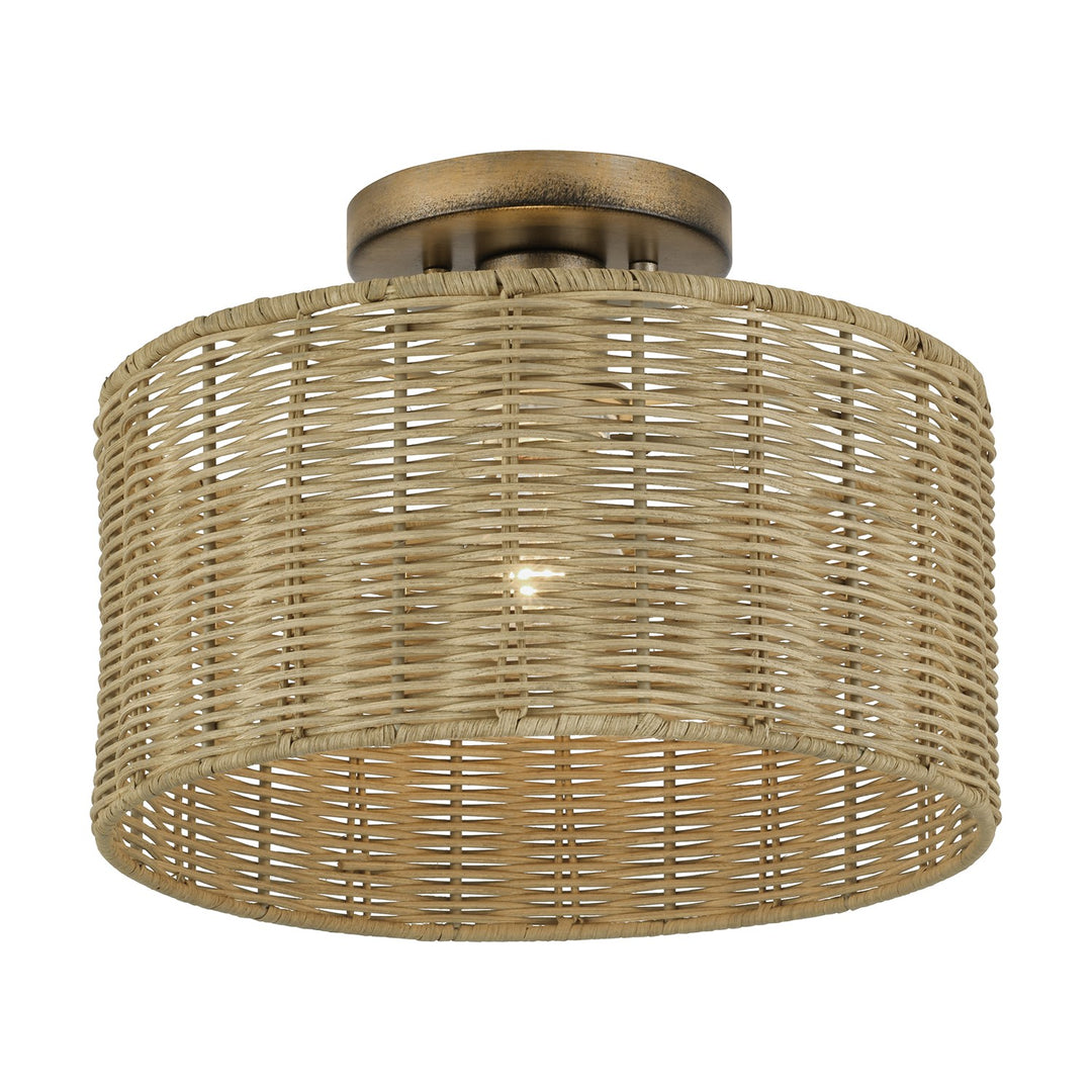 1 Light Antique Gold Leaf Medium Semi-Flush