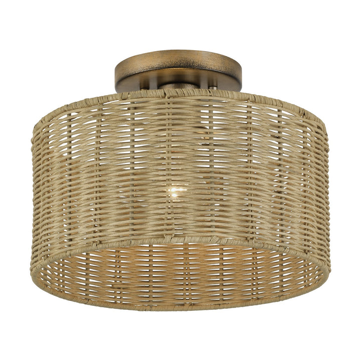 1 Light Antique Gold Leaf Medium Semi-Flush